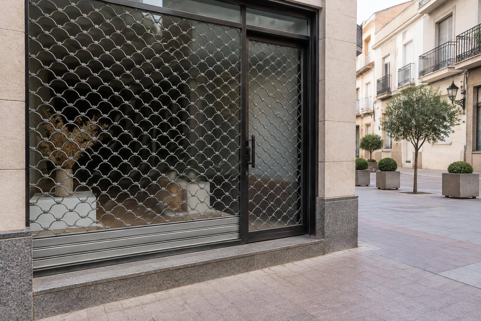 Imagen ilustrativa: Escaparate de un local comercial cerrado en una calle peatonal, sin personas reconocibles ni rótulos de marcas.