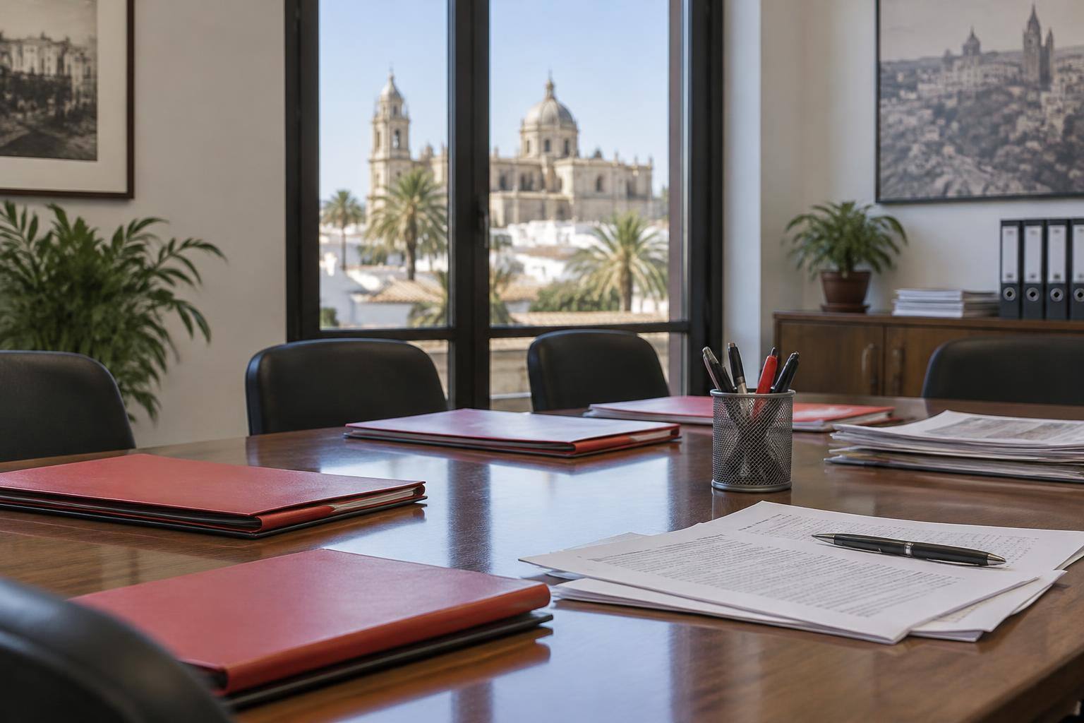 Imagen ilustrativa: sala de reuniones con sillas alrededor de una mesa y documentación sindical, sin personas ni textos identificables