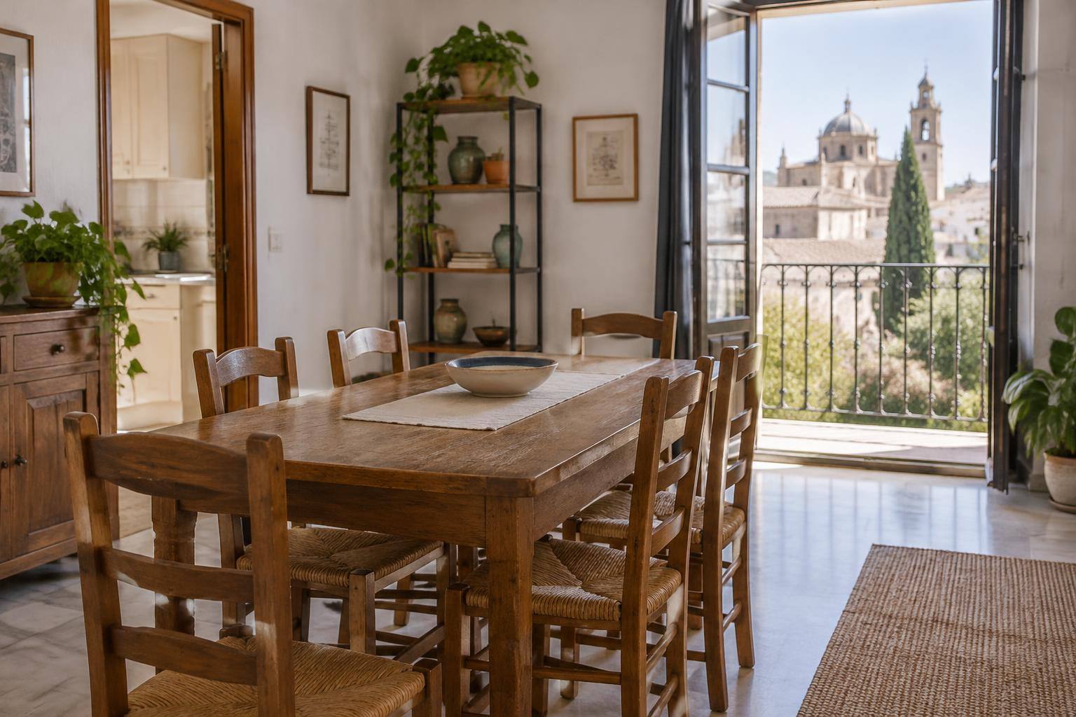 Imagen ilustrativa: Interior de una vivienda compartida, con una mesa de comedor y varias sillas, sin personas ni elementos identificativos.