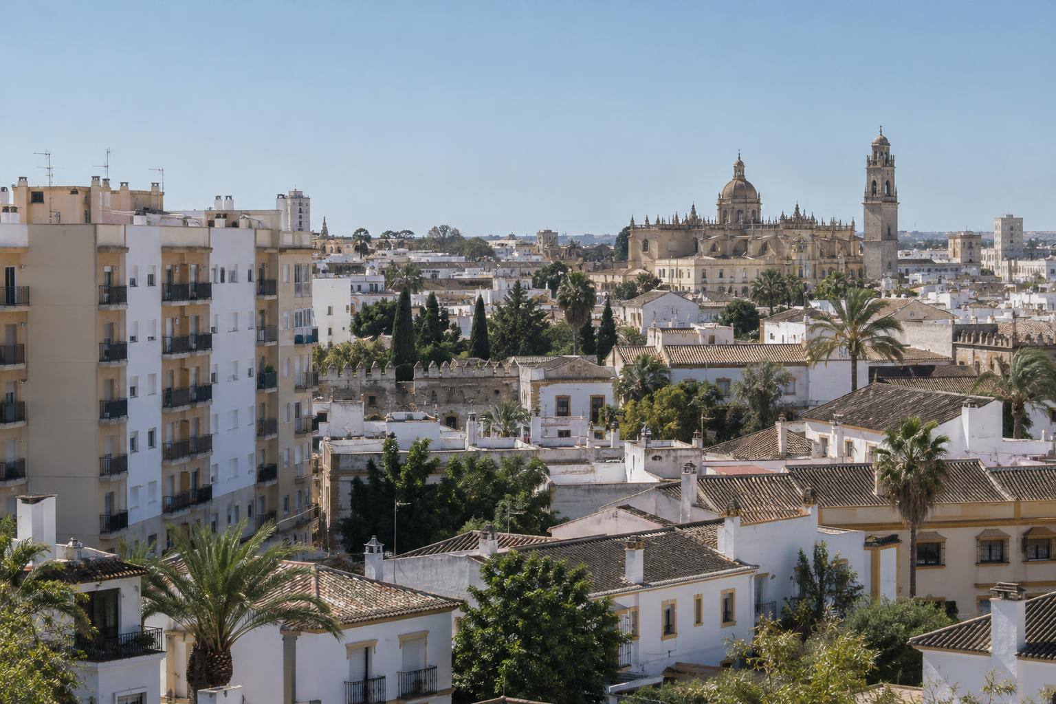 Imagen ilustrativa: Vista urbana de bloques de viviendas y casas de distintas tipologías, sin personas reconocibles